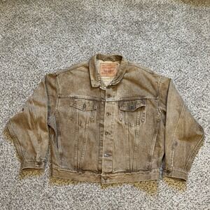 LEVI'S Men's Denim Trucker Jacket Brown Made in USA  XL Men 70598 4826 Fading
